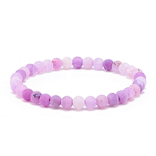 Honeyhandy Natural Weathered Agate Round Beaded Stretch Bracelet, Gemstone Jewelry for Women, Violet, Inner Diameter: 2-1/4 inch(5.7cm), Beads: 6mm