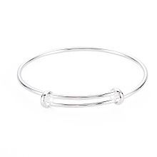 Honeyhandy Electrophoresis Iron Expandable Bangle Making, Adjustable Wire Blank Bracelet for DIY Jewelry Making, Long-Lasting Plated, Silver, 0.2cm, Inner Diameter: 2-3/8 inch(5.9cm)