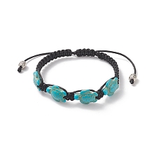 Honeyhandy Synthetic Turquoise(Dyed) Tortoise Braided Bead Bracelet for Women, Turquoise(Dyed), Inner Diameter: 2~3-5/8 inch(5.1~9.2cm)