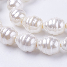 Honeyhandy Shell Pearl Beads Strands, Potato, White, 15~17x12~14mm, Hole: 1mm, about 26pcs/strand, 15.7 inch