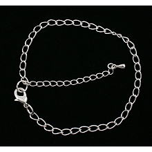 Honeyhandy Iron Chain Bracelets, Platinum Color, Chain: 3.5mm wide, 5.5mm long, about 19cm long, adjustable