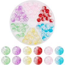 Arricraft 60 Pcs Crackle Beads, 6 Colors Transparent Acrylic Round Loose Beads Imitation Leopard Skins Crystal Spacer Beads for Bracelets Necklaces Jewelry Making