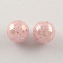 Honeyhandy AB Color Transparent Crackle Round Acrylic Beads, Misty Rose, 20mm, Hole: 2.5mm, about 108pcs/500g