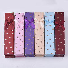 Honeyhandy Cardboard Necklaces or Bracelets Boxes, with Bowknot and Sponge Inside, Rectangle, Mixed Color, 21x4.4x2.1cm