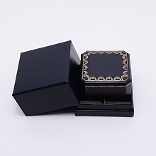 GORGECRAFT Leatherette Paper Box, Flip Cover, Rings Box, with Imitation Fur & Sponge Mat, Square, Midnight Blue, 7.4x8.2x5.45cm