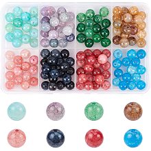 NBEADS 160 Pcs Crackle Glass Beads, Imitation Agate Beads 8mm Glass Beads Set for DIY Jewelry Making