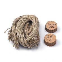 Honeyhandy Thank You Paper Gift Tags, Hang Tags, with Jute Twine, for Wedding Thanksgiving, Flat Round, Tan, 4x0.01cm, Hole: 3.5mm, 100pcs/set, Jute Twine: about 51~52cm