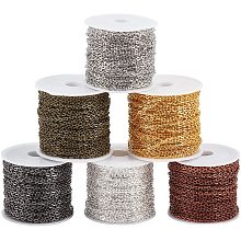 Arricraft 6 Rolls Iron Cable Chains, Flat Oval Handmade Chains, Metal Chain Bulk for Necklace Jewelry Accessories DIY Making- 32.8 Ft/Roll