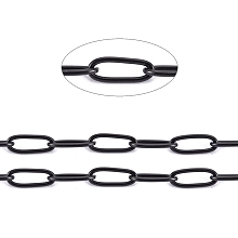 Honeyhandy 304 Stainless Steel Paperclip Chains, Soldered, with Spool, Electrophoresis Black, 4.8x2.5x0.5mm, about 32.8 Feet(10m)/roll