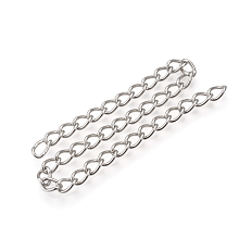 Honeyhandy 201 Stainless Steel Curb Chains, with Spool, Unwelded, Stainless Steel Color, 6x4x1mm, about 82.02 Feet(25m)/roll