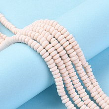 Honeyhandy Handmade Polymer Clay Beads Strands, for DIY Jewelry Crafts Supplies, Flat Round, PapayaWhip, 6~7x3mm, Hole: 1.5mm, about 113~116pcs/strand, 15.55 inch~16.14 inch(39.5~41cm)