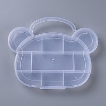 Honeyhandy 11 Compartments Bear Plastic Storage Box, Bead Containers, for Crafting, Beading, Nail Art Rhinestones, Diamond Paintting, White, 6-3/8x7-7/8x1 inch(16.2x20x2.6cm), Hole: 28x89mm