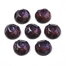 Honeyhandy Transparent Resin Cabochons, Water Ripple Cabochons, with Glitter Powder, Half Round, Purple, 17.5x7.5~8mm