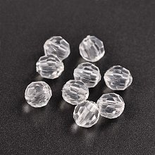 NBEADS 500g Transparent Acrylic Beads, Clear Faceted Round, 8mm in diameter, hole: 2mm, about 1800pcs/500g