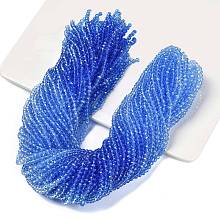 Transparent Painted Glass Beads Strands, Faceted, Rondelle, Blue, 4.5x3.6mm, Hole: 0.8mm, about 120pcs/strand, 16.54''(42cm)