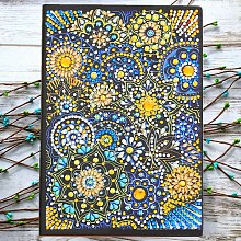 Honeyhandy DIY Diamond Painting Notebook Kits, including PU Leather Book, Resin Rhinestones, Diamond Sticky Pen, Tray Plate and Glue Clay, Flower Pattern, 210x150mm, 50 pages/book