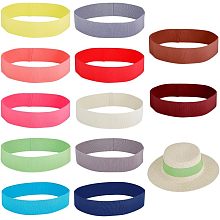 OLYCRAFT 12Pcs Stretchable Hat Band Ribbons 1.4~1.6 Inch Wide Panama Hat Band Western Cowboy Hat Band Flat Elastic Hat Band Straw Hat Decoration for Women Men Straw Hat Accessories