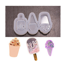 Honeyhandy Ice Cream Cup & Ice Cream Cone & Ice Lolly Silicone Molds, Quicksand Molds, Resin Casting Molds, For UV Resin, Epoxy Resin Jewelry Making, , White, 60x102x13mm, Inner Diameter: 50x26~30mm