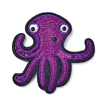 Honeyhandy Computerized Embroidery Cloth Iron On/Sew On Patches, Costume Accessories, Appliques, Octopus, Purple, 50x50x2mm