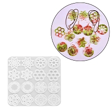 Honeyhandy DIY Vortex & Flower Pendant Silicone Molds, Resin Casting Molds, for UV Resin, Epoxy Resin Jewelry Making, White, 218x217x5mm, Inner Diameter: 35~49x48~50mm