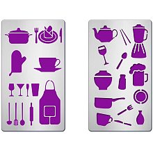 FINGERINSPIRE 2 Pcs Kitchen Tableware Cutting Dies Stencil Metal Template Molds, Stainless Steel Embossing Tool Die Cuts for Card Making Album Paper Scrapbooking DIY Etched Dies Decoration Supplies