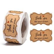 Honeyhandy Thank You Stickers, Self-Adhesive Kraft Paper Gift Tag Stickers, Adhesive Labels, for Presents, Packaging Bags, with Word Thank You for your order, Purple, Sticker: 30x49mm, 250pcs/roll.