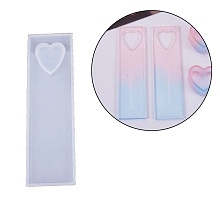 Honeyhandy Silicone Bookmark Molds, Resin Casting Molds, For UV Resin, Epoxy Resin Jewelry Making, Heart, White, 90x26x5mm, heart: 16x16mm