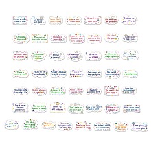 Honeyhandy 50Pcs Inspirational Theme Cartoon English Word Paper Sticker Label Set, Adhesive Label Stickers, for Suitcase & Skateboard & Refigerator Decor, Mixed Color, 29~47x59~73x0.25mm