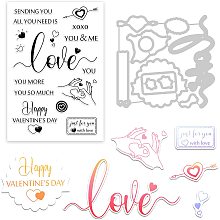 GLOBLELAND Love Themed Cutting Dies and Silicone Clear Stamps Set with Blessing Words for Card Making DIY Scrapbooking Photo Album Invitation Greeting Cards Decor Paper Craft