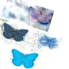 Honeyhandy Butterfly Shaped Ornament Silicone Molds, Resin Casting Molds, for Hair Accessories Craft Making, Deep Sky Blue, 52x94x6mm