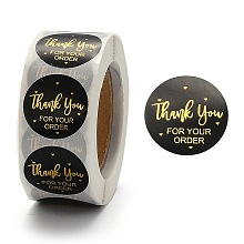 Honeyhandy 1 Inch Thank You Stickers, Adhesive Roll Sticker Labels, for Envelopes, Bubble Mailers and Bags, Black, 25mm, 500pcs/roll