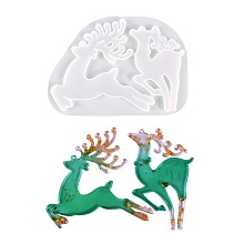 Honeyhandy DIY Christmas Reindeer Pendant Silicone Molds, Resin Casting Molds, for UV Resin, Epoxy Resin Craft Making, White, 133x185x7mm, Inner Diameter: 108~109x63~125mm