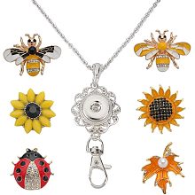 SUNNYCLUE 1 Box ID Badge Lanyard Cute Ladybug Snap Button Lanyards Necklace Badges Holder Women Office Fancy Rhinestone Honeybee Sunflowers Lanyards Breakaway Chain for ID Badge Holder Keys Teacher