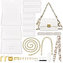 WADORN DIY Handbag Making Kit, Handmade PU Leather Shoulder Bag Making All Material Crossbody Chain Bag Sewing Kits DIY Bag Craft Projects Making Accessories, 7.9x3.2x5.1 Inch(White)