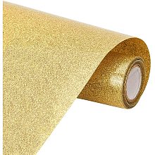 BENECREAT 12" x 5ft Glitter Heat Transfer Vinyl Roll Iron on Vinyl Roll for DIY Clothing T-shirt Bag Making and Decoration, Gold