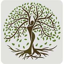 FINGERINSPIRE Tree of Life Stencils Decoration Template 11.8x11.8 inch Tree in Human Shape Drawing Painting Stencils Square Reusable Stencils for Art Projects Painting on Wood, Floor, Wall and Tile