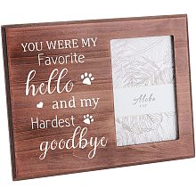 FINGERINSPIRE 25X20cm/10x8inches Picture Frame Pet Memorial Picture Frame with Paw Prints Saddle Brown Wood Photo Frame Rectangle Frame with You were My Favorite Hello and My Hardest Goodbye Words