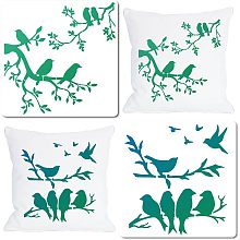 GORGECRAFT 2Pcs 2 Styles 11.81" Bird Plastic Drawing Art Stencil Branches Animal Pattern Template Sets Bird on Tree Reusable Template for Wall Wood Tile Floor Furniture Fabric Painting