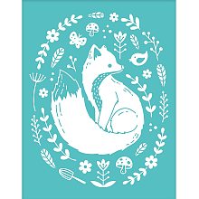 OLYCRAFT 2Pcs Self-Adhesive Silk Screen Printing Stencil Autumn Fox Theme Silk Screen Stencil Reusable Mesh Transfers Stencil for Painting on Wood - 11x8.5 Inch