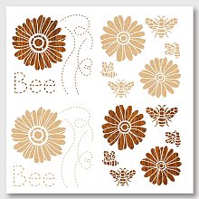 NBEADS 2 Pcs 2 Styles Daisy Bee Stencils, Spring Stencils Reusable Flower Plastic Stencils DIY Art and Craft Stencils 11.8×11.8 Inch for Painting on Wood Canvas Paper Furniture Wall Home Decor