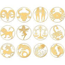 OLYCRAFT 12 Pcs Constellation Pattern Stickers Self Adhesive Golden Stickers Zodiac Signs Metal Stickers Brass Stickers for DIY Scrapbooks Resin Crafts Phone Decorations Cool Sticker - 12 Styles