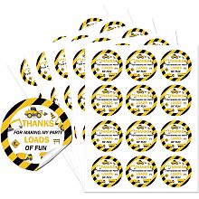 AHANDMAKER Thank You Sticker Labels, Construction Theme Party Circle Stickers, 60 Pcs Circle Stickers 2" Self-Adhesive Convenient Party Circle Stickers for Party Favors, Envelope Seals & Goodie Bags