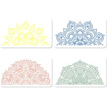 GORGECRAFT 5.9"x11.8" 4Pcs Mandala Stencils Plastic Floral Design Stencil Flower Border Reusable Templates Drawing for DIY Crafts Painting Wood Wall Canvas Card Home Decor