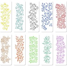 GORGECRAFT 10 Styles Leaf Vine Painting Stencils Plastic Flower Border Wall Stencil Botanical Leaves Rose Reusable Drawing Template DIY Crafts for DIY Painting Wood Wall Canvas Card Home Decor Crafts