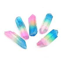 Honeyhandy Electroplated Natural Quartz Crystal Home Display Decorations, Bullet, Colorful, 58~82x16~23mm