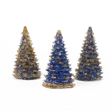 Arricraft Natural Lapis Lazuli Home Display Decorations, with Resin and Glitter Powder, Christmas Tree, 92x52mm