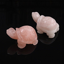 Honeyhandy Natural Rose Quartz Carved Healing Tortoise Figurines, Reiki Stones Statues for Energy Balancing Meditation Therapy, 53~54.5x35~37x23~25.5mm