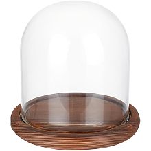 BENECREAT 5.5x5inch Eternal Transparent Flower Glass Cover, Cloche Dome Micro Landscape with Solid Wood Base for DIY Flower Craft, Christmas Decorations