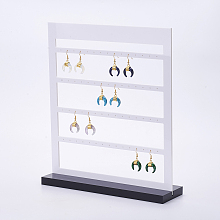 Honeyhandy Acrylic Organic Glass Earrings Displays, Multi-Tier Earring Display Stand, for Hanging Earrings, Rectangle, White, 25x7.5x30.2cm