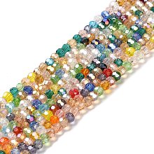 Transparent Glass Beads, 32 Facets, AB Color Plated, Round, Mixed Color, 4.5x4mm, Hole: 1mm, about 94~95pcs/strand, 13.98''(35.5cm)